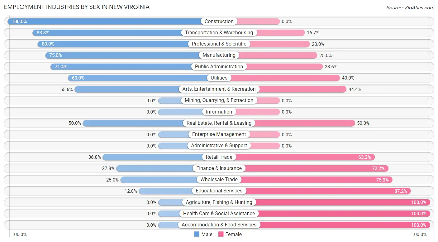 Employment Industries by Sex in New Virginia
