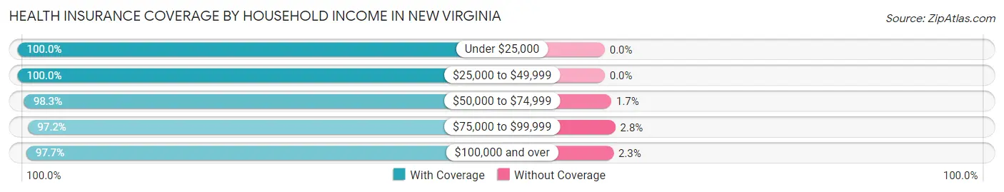 Health Insurance Coverage by Household Income in New Virginia