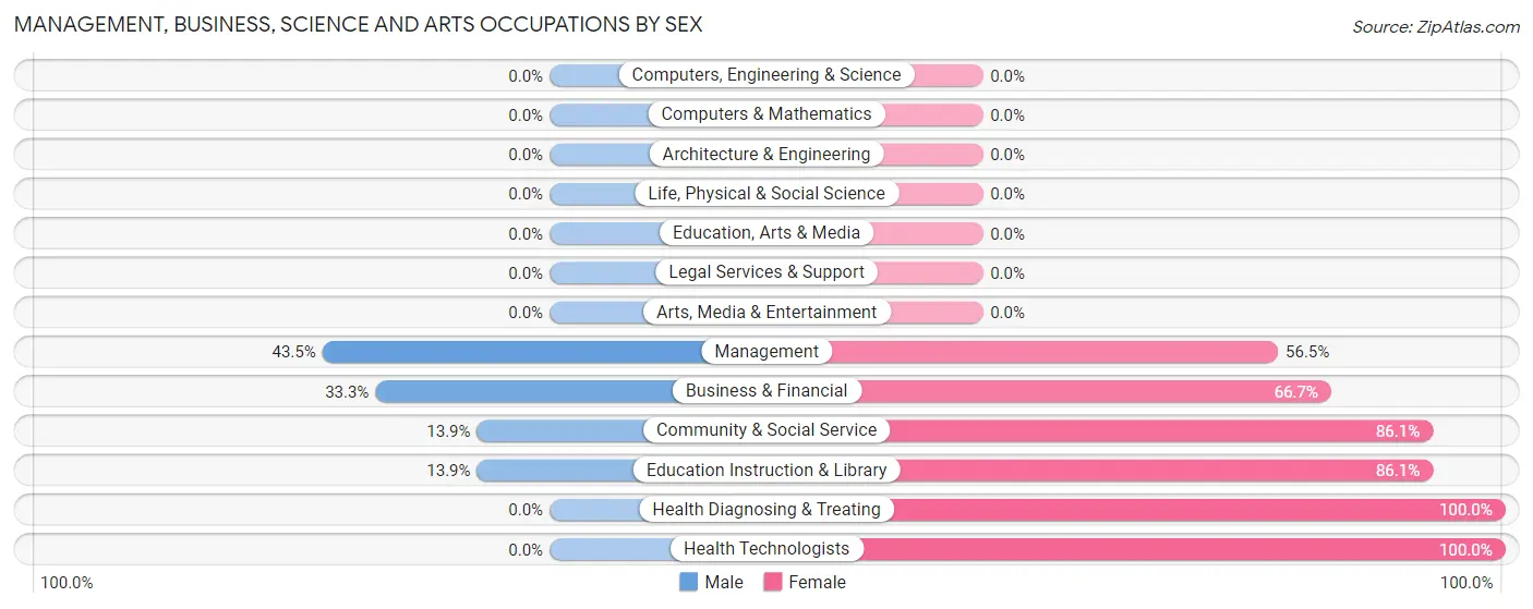 Management, Business, Science and Arts Occupations by Sex in New Virginia