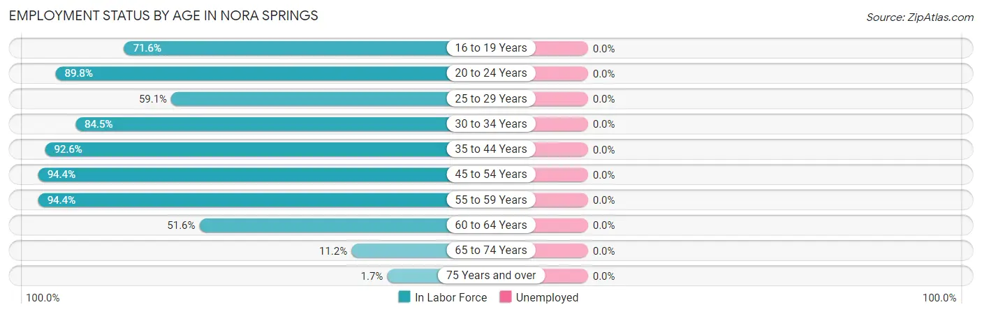 Employment Status by Age in Nora Springs