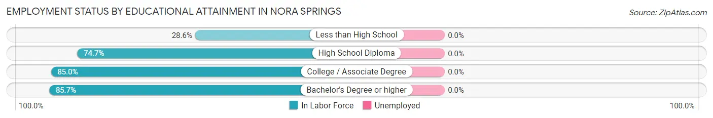 Employment Status by Educational Attainment in Nora Springs