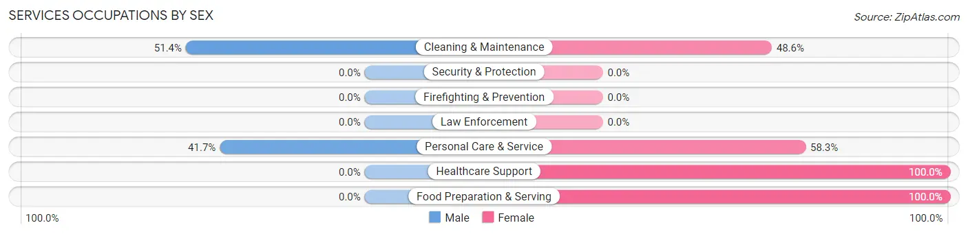 Services Occupations by Sex in North English