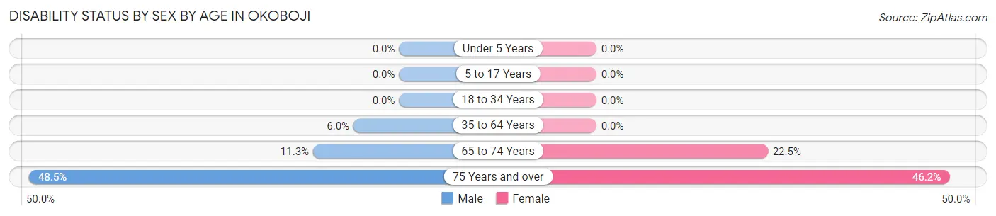 Disability Status by Sex by Age in Okoboji