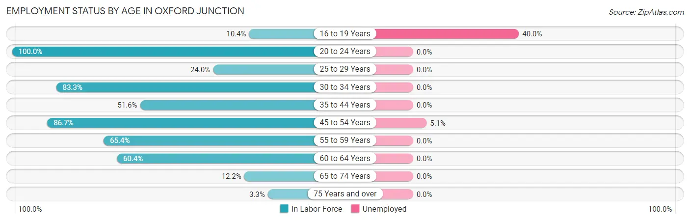 Employment Status by Age in Oxford Junction