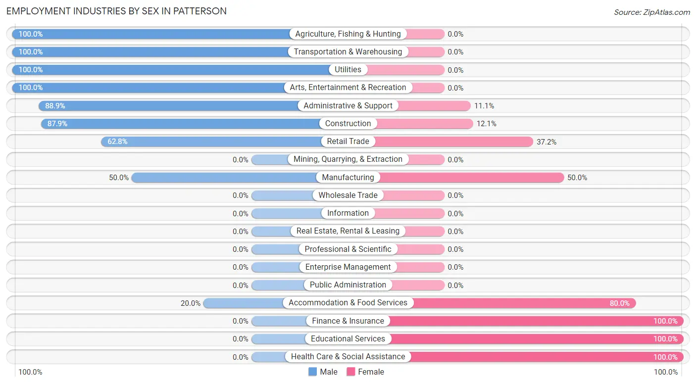 Employment Industries by Sex in Patterson