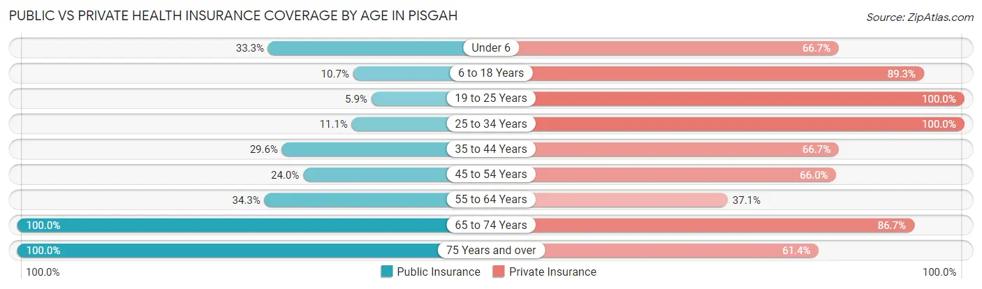 Public vs Private Health Insurance Coverage by Age in Pisgah
