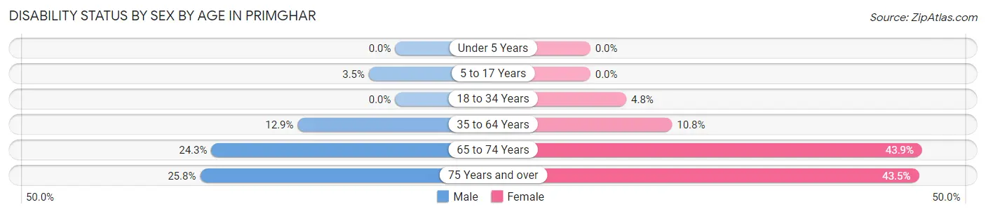 Disability Status by Sex by Age in Primghar