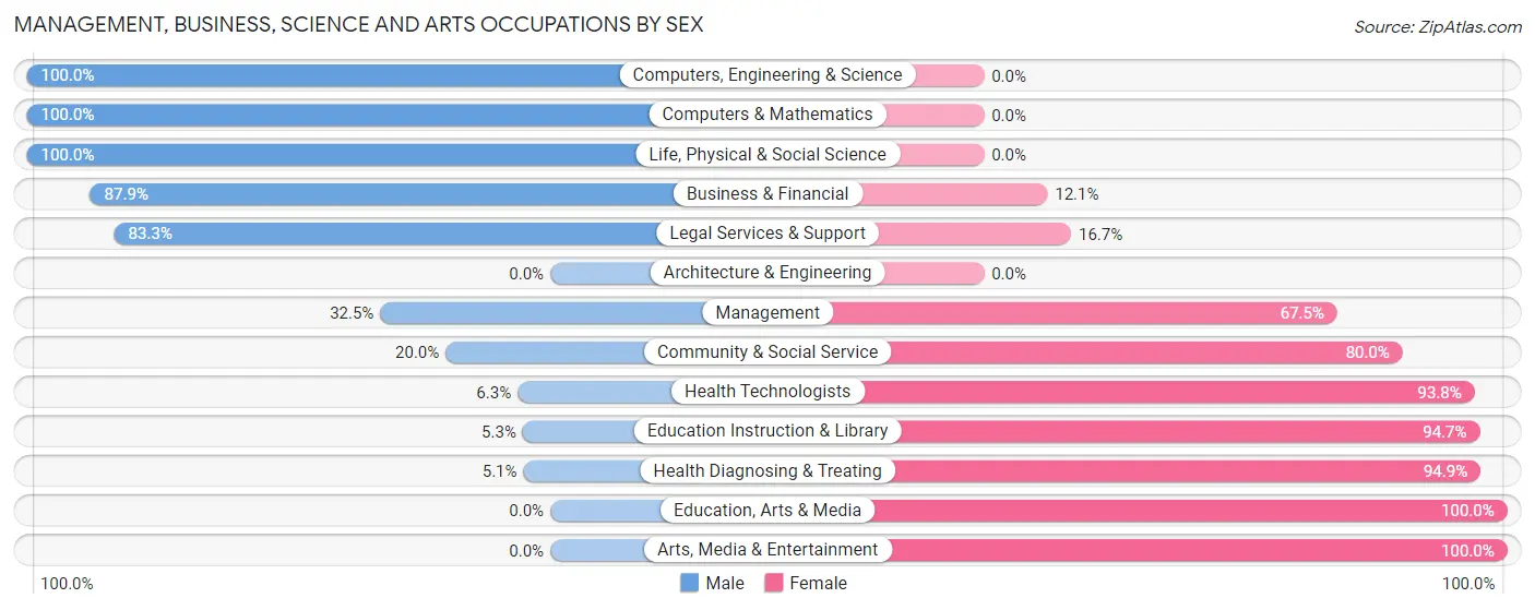 Management, Business, Science and Arts Occupations by Sex in Primghar