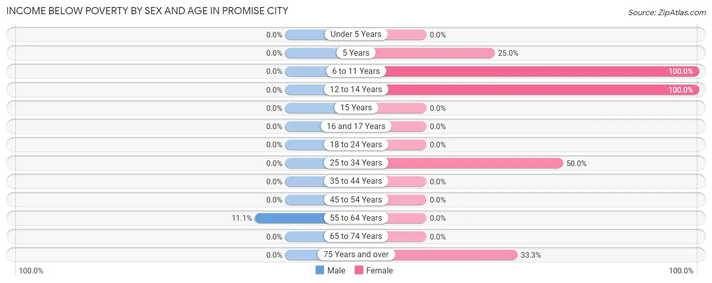 Income Below Poverty by Sex and Age in Promise City