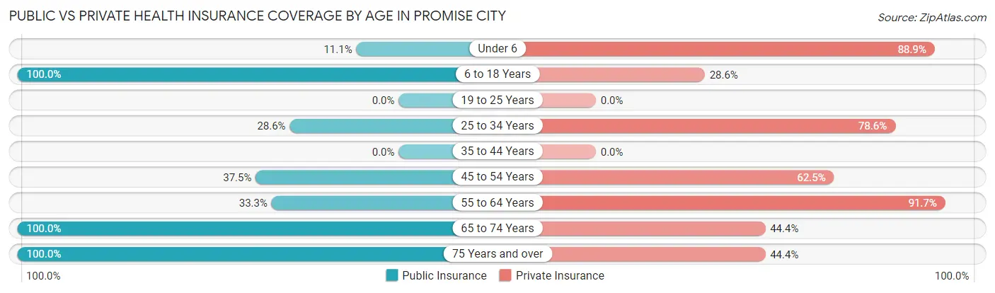 Public vs Private Health Insurance Coverage by Age in Promise City