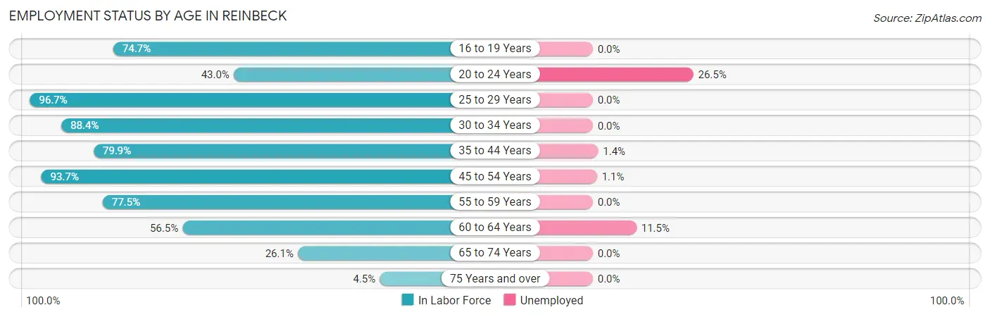 Employment Status by Age in Reinbeck