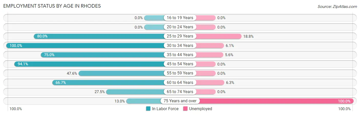 Employment Status by Age in Rhodes