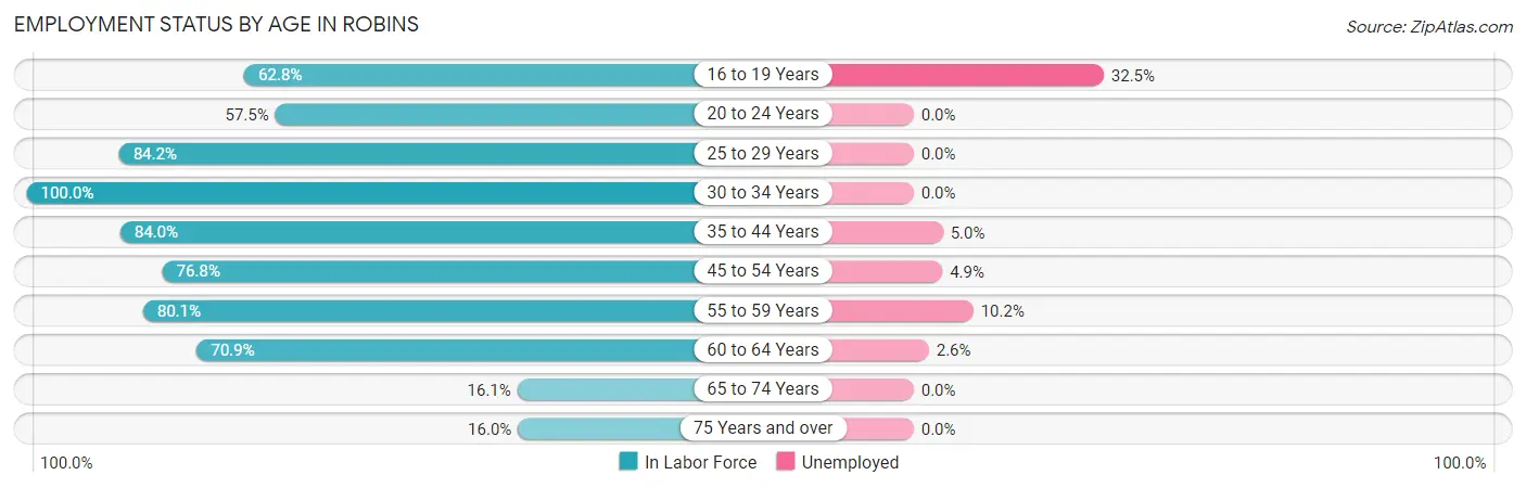 Employment Status by Age in Robins