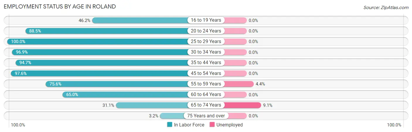 Employment Status by Age in Roland