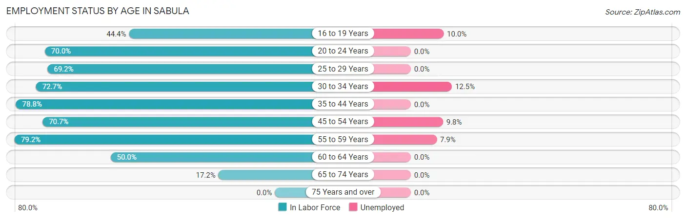 Employment Status by Age in Sabula
