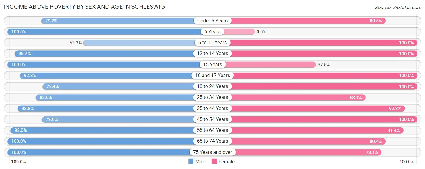 Income Above Poverty by Sex and Age in Schleswig