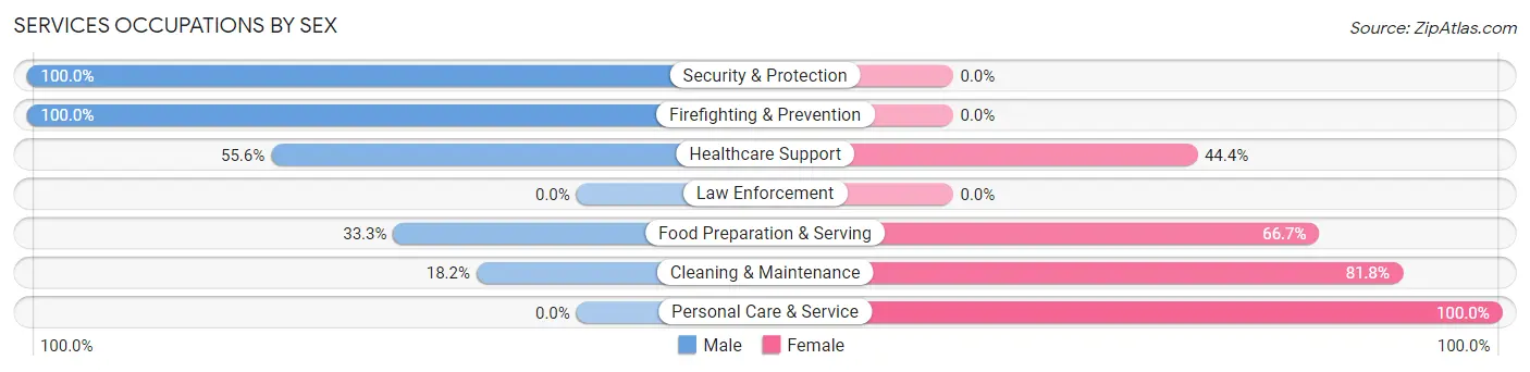 Services Occupations by Sex in Sheldahl
