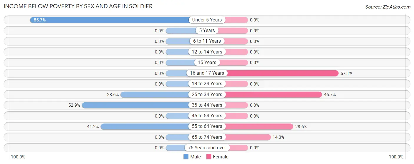 Income Below Poverty by Sex and Age in Soldier