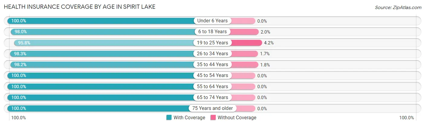 Health Insurance Coverage by Age in Spirit Lake