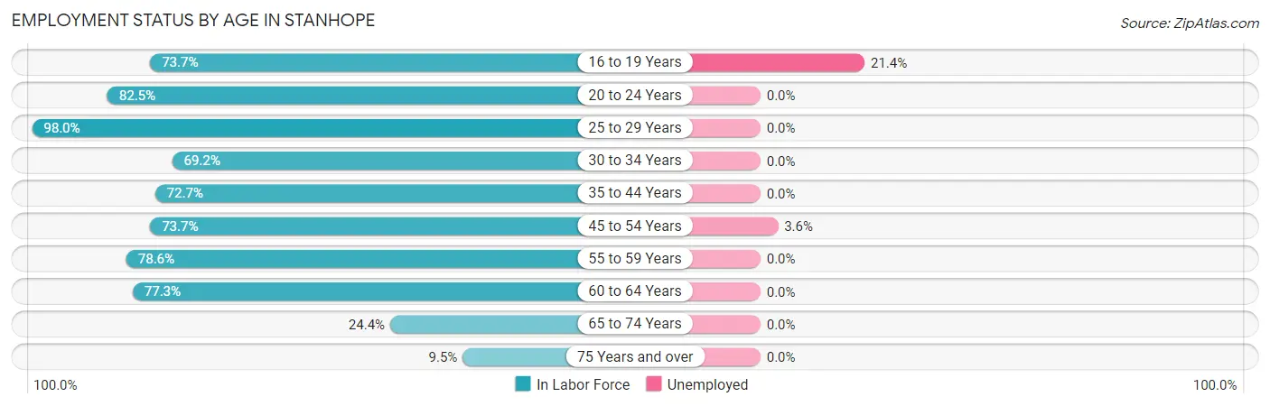 Employment Status by Age in Stanhope