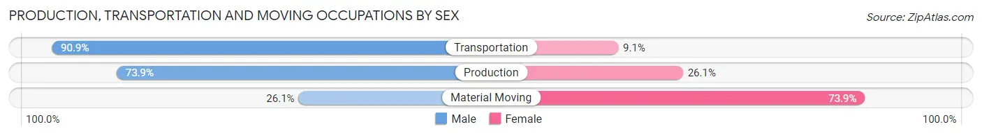 Production, Transportation and Moving Occupations by Sex in Stanhope
