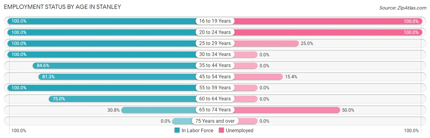 Employment Status by Age in Stanley