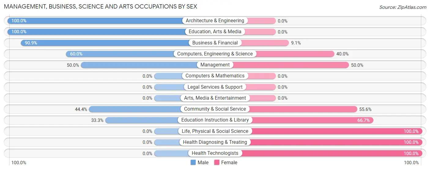 Management, Business, Science and Arts Occupations by Sex in Stanton