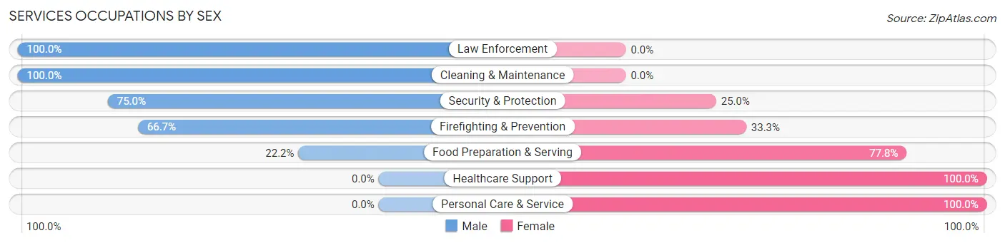 Services Occupations by Sex in Steamboat Rock