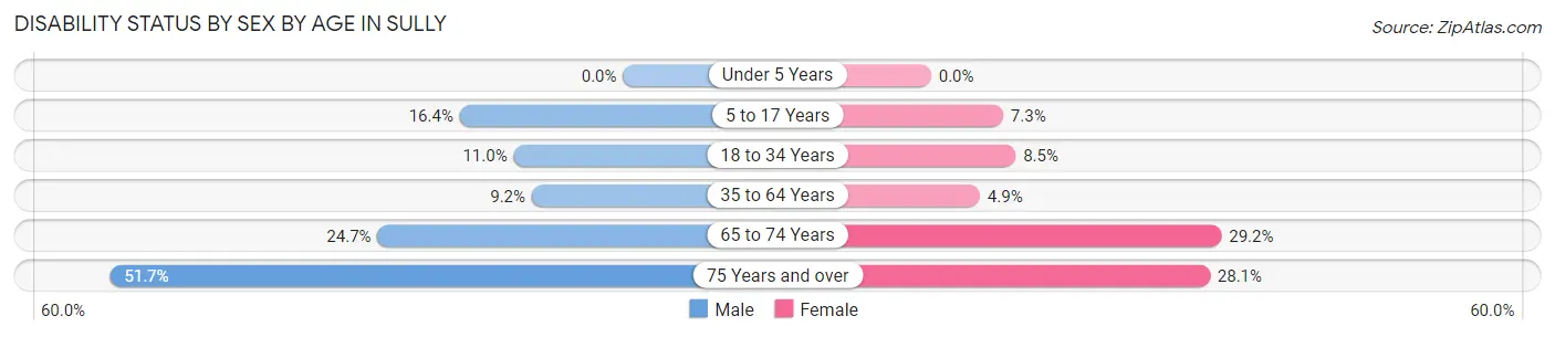 Disability Status by Sex by Age in Sully