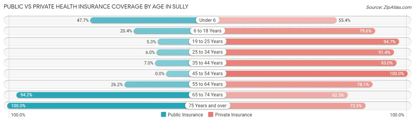 Public vs Private Health Insurance Coverage by Age in Sully