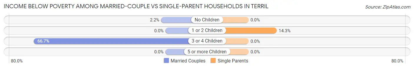Income Below Poverty Among Married-Couple vs Single-Parent Households in Terril