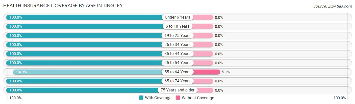 Health Insurance Coverage by Age in Tingley