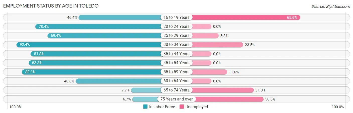 Employment Status by Age in Toledo