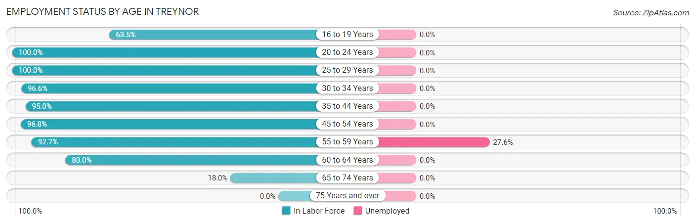 Employment Status by Age in Treynor