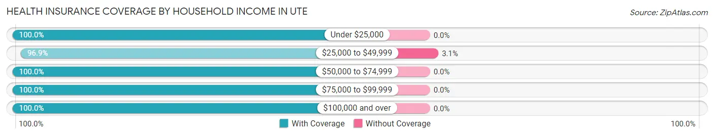 Health Insurance Coverage by Household Income in Ute