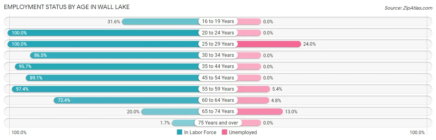 Employment Status by Age in Wall Lake