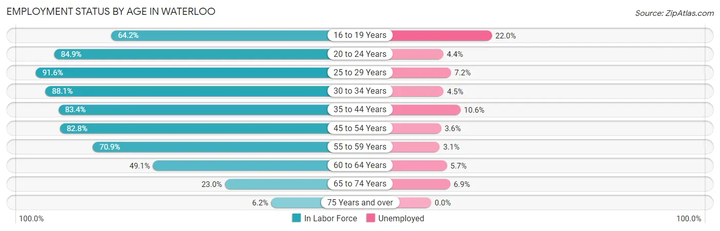 Employment Status by Age in Waterloo