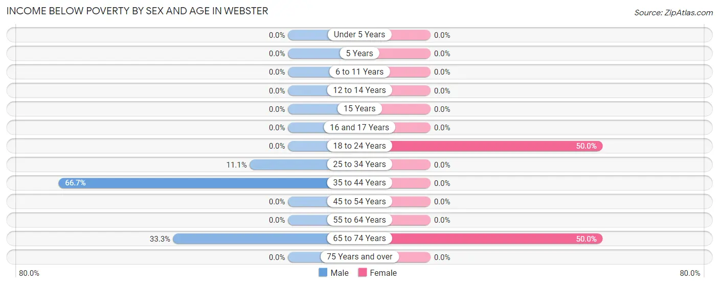Income Below Poverty by Sex and Age in Webster