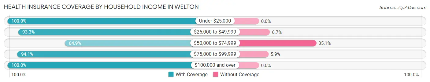 Health Insurance Coverage by Household Income in Welton