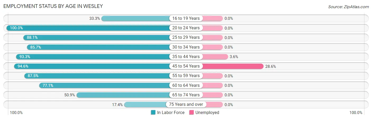 Employment Status by Age in Wesley