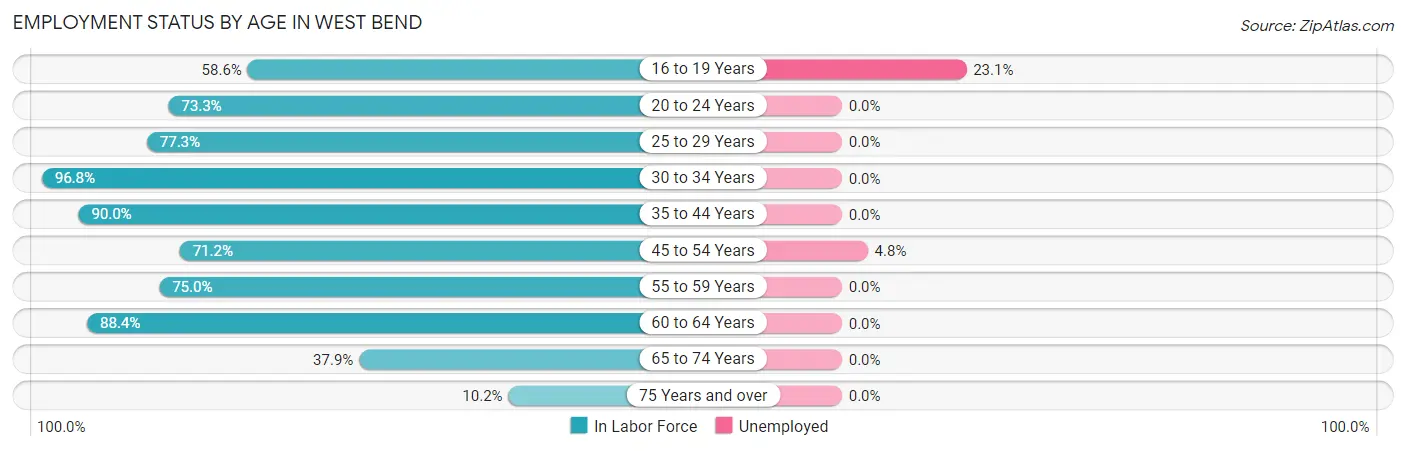 Employment Status by Age in West Bend