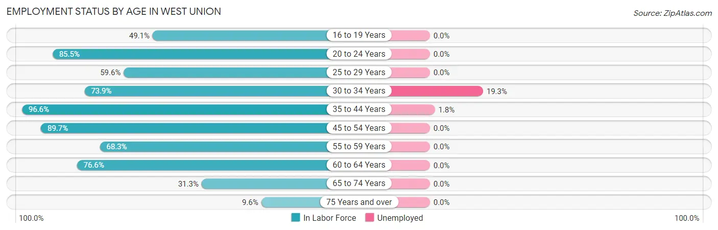 Employment Status by Age in West Union