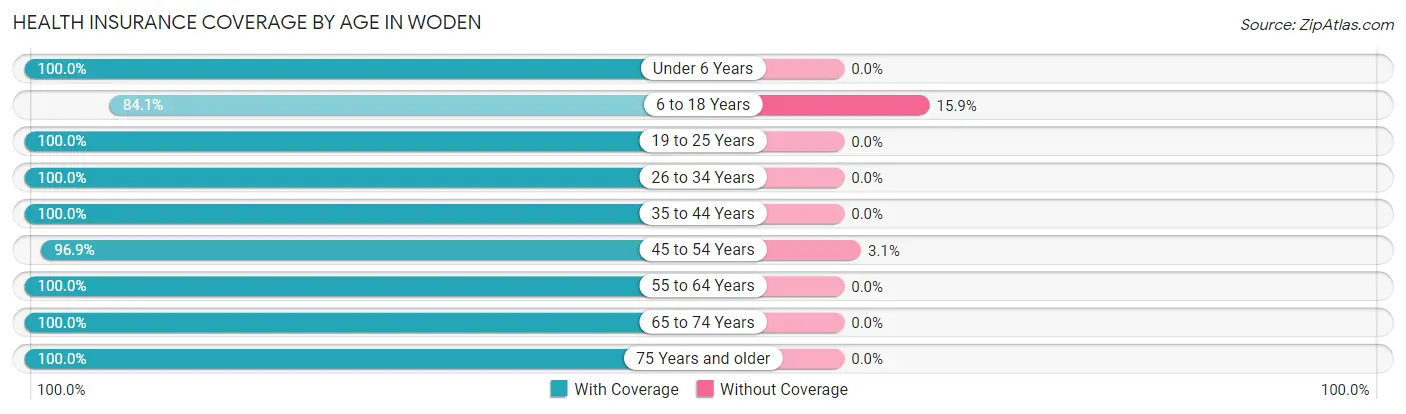 Health Insurance Coverage by Age in Woden