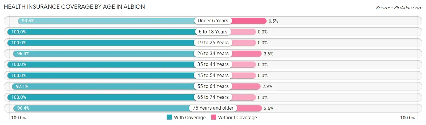 Health Insurance Coverage by Age in Albion