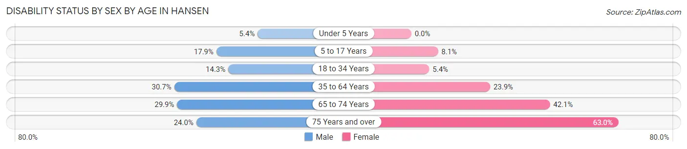 Disability Status by Sex by Age in Hansen