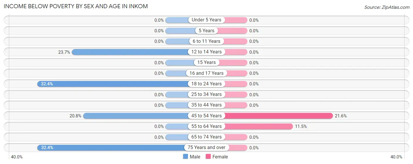 Income Below Poverty by Sex and Age in Inkom