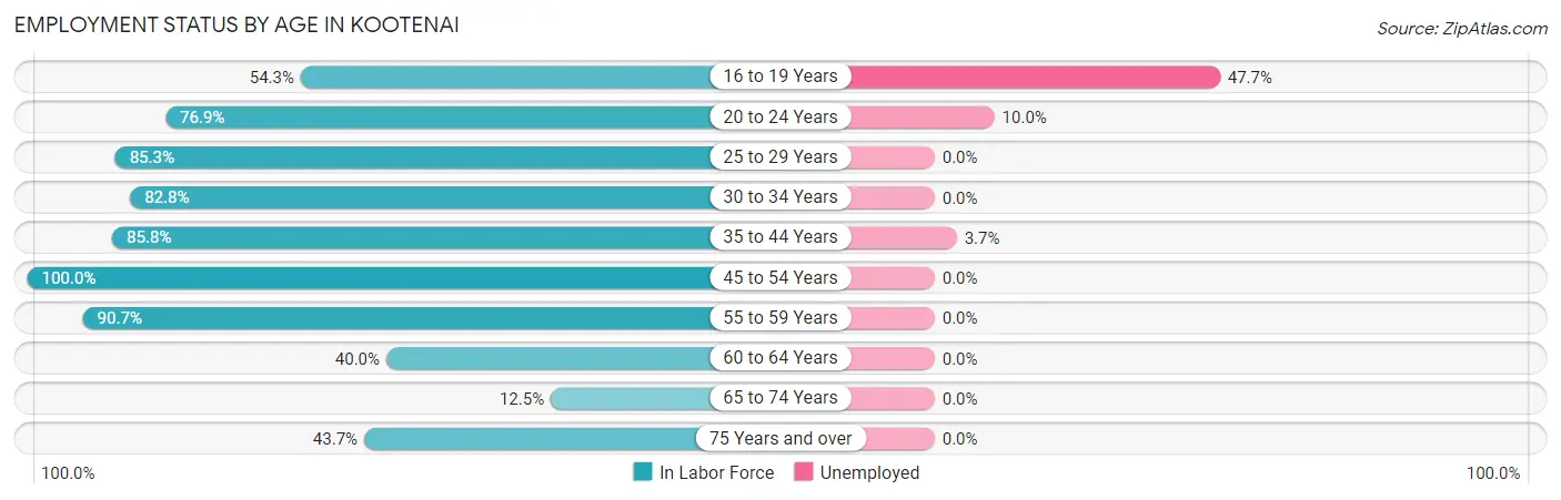 Employment Status by Age in Kootenai
