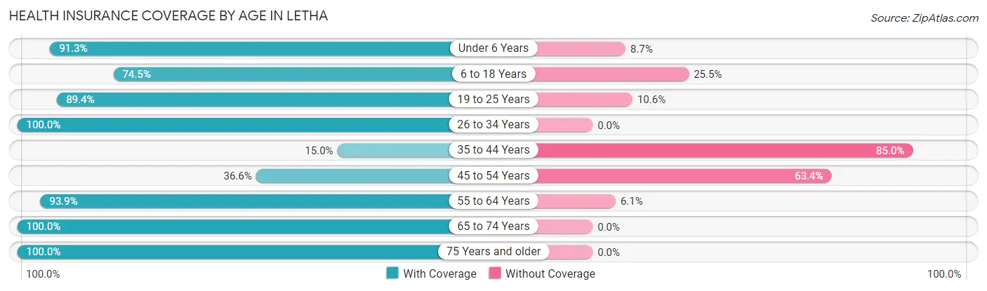 Health Insurance Coverage by Age in Letha