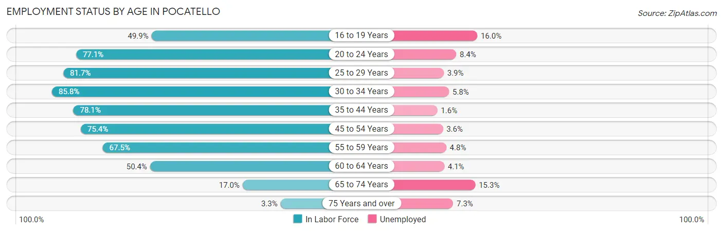 Employment Status by Age in Pocatello
