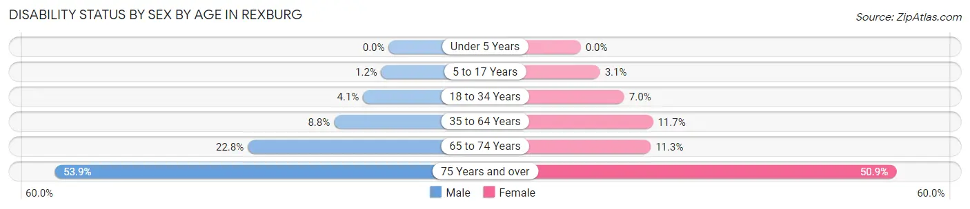 Disability Status by Sex by Age in Rexburg